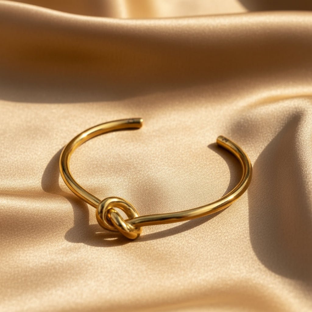18K Gold Plated Knot Bangle - DressAtR LLC