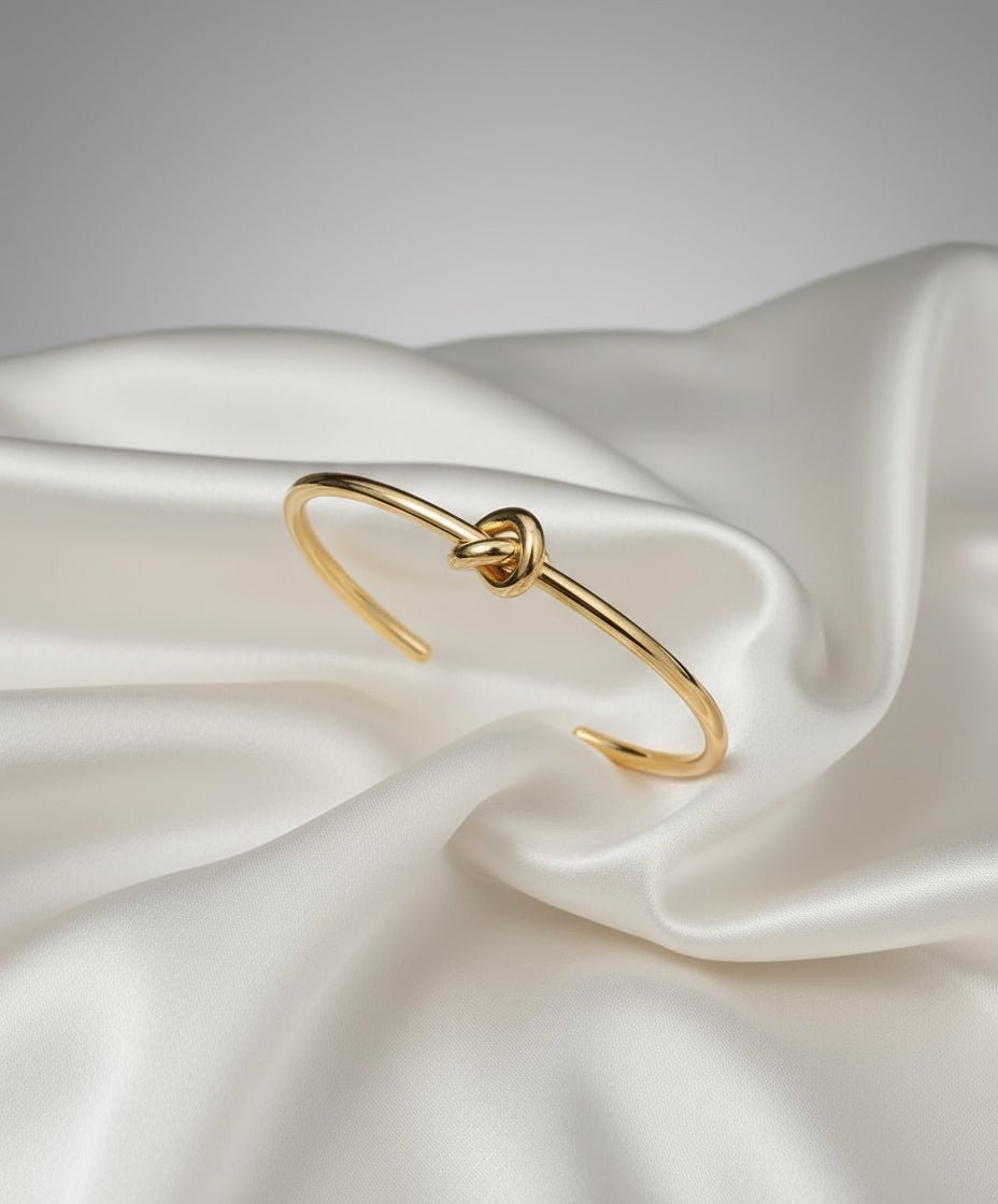 18K Gold Plated Knot Bangle - DressAtR LLC