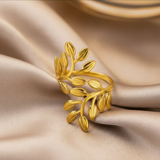 18K Gold Plated Leaf Ring - DressAtR LLC