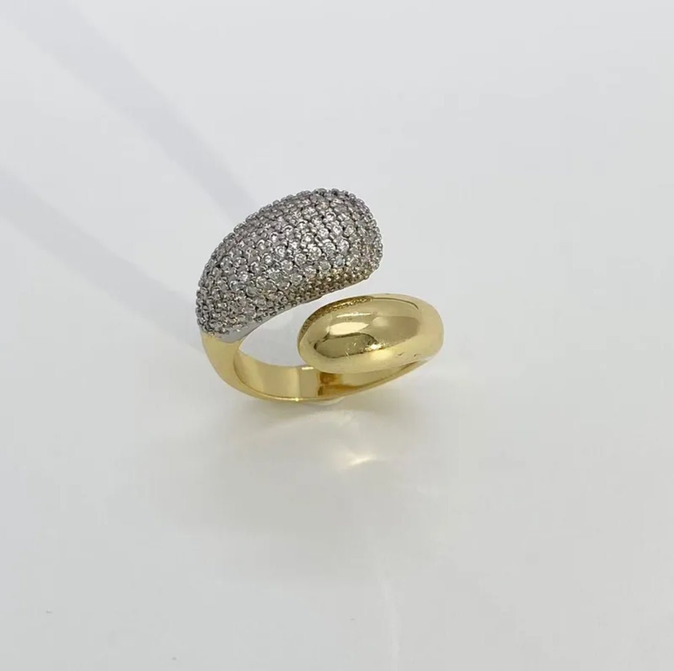 18K Gold Plated Mixed Metal Plating Zircon Ring - DressAtR LLC