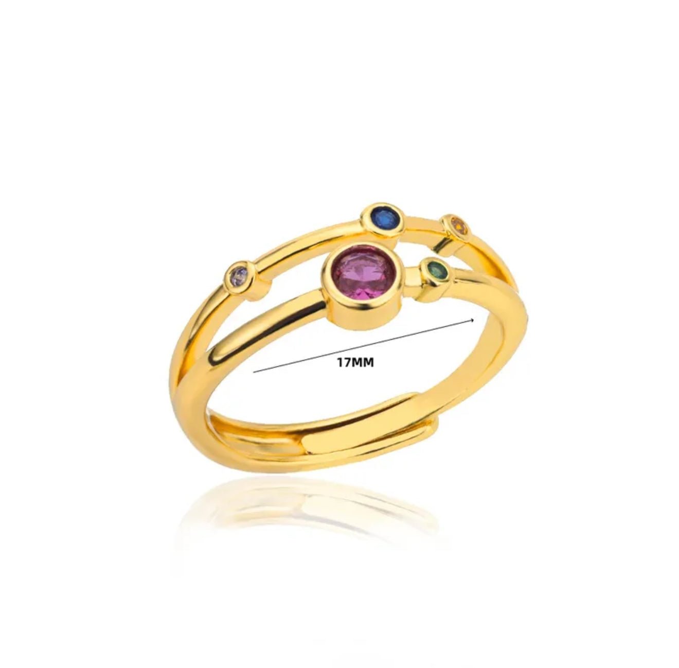 18K Gold Plated Multi Color Zircon Ring - DressAtR LLC