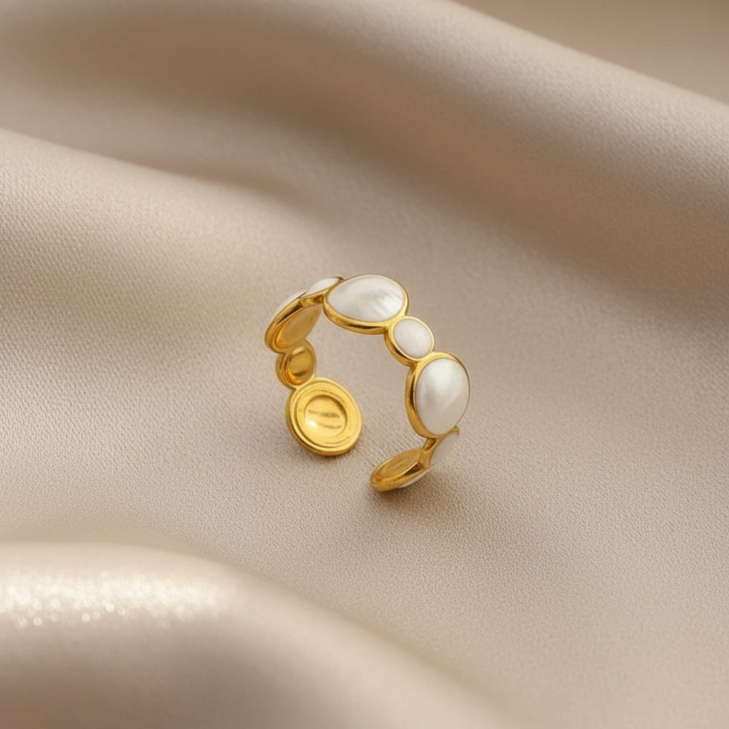 18K Gold Plated Opal Finish Open Ring - DressAtR LLC