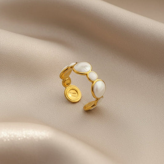 18K Gold Plated Opal Finish Open Ring - DressAtR LLC