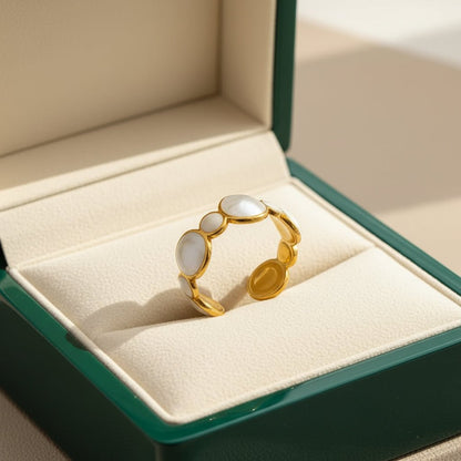 18K Gold Plated Opal Finish Open Ring - DressAtR LLC