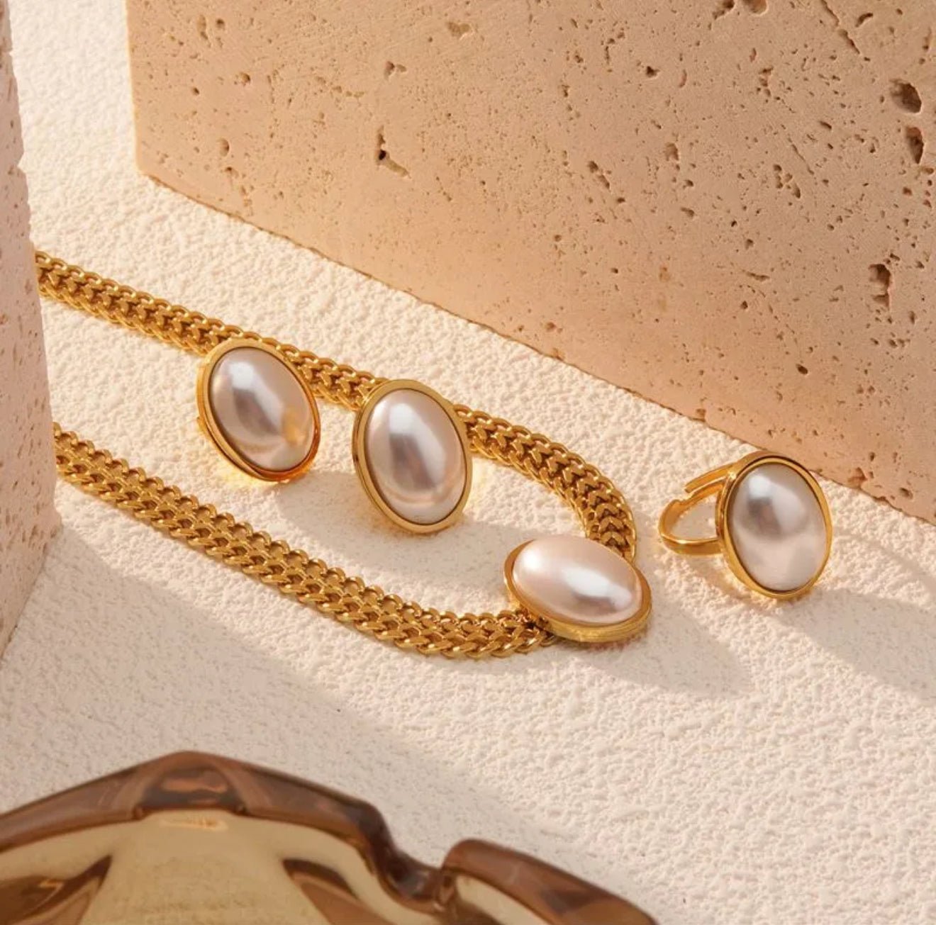 18K Gold Plated Oval Set - DressAtR LLC