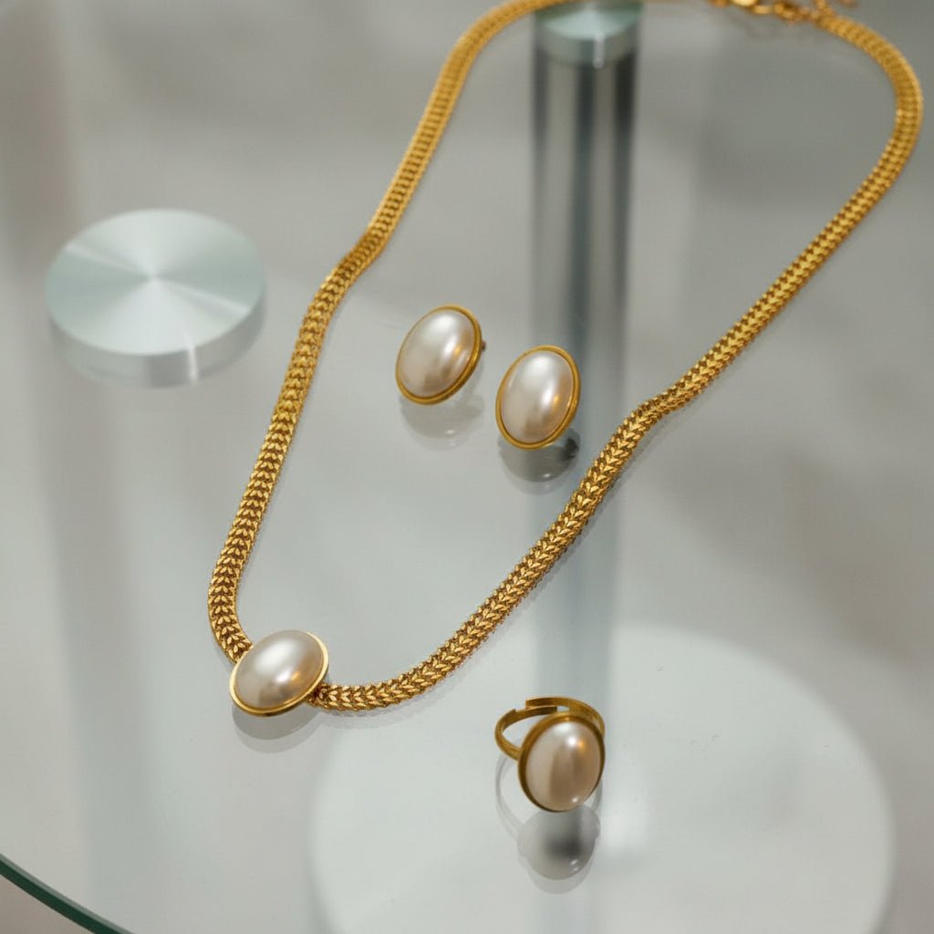 18K Gold Plated Oval Set - DressAtR LLC