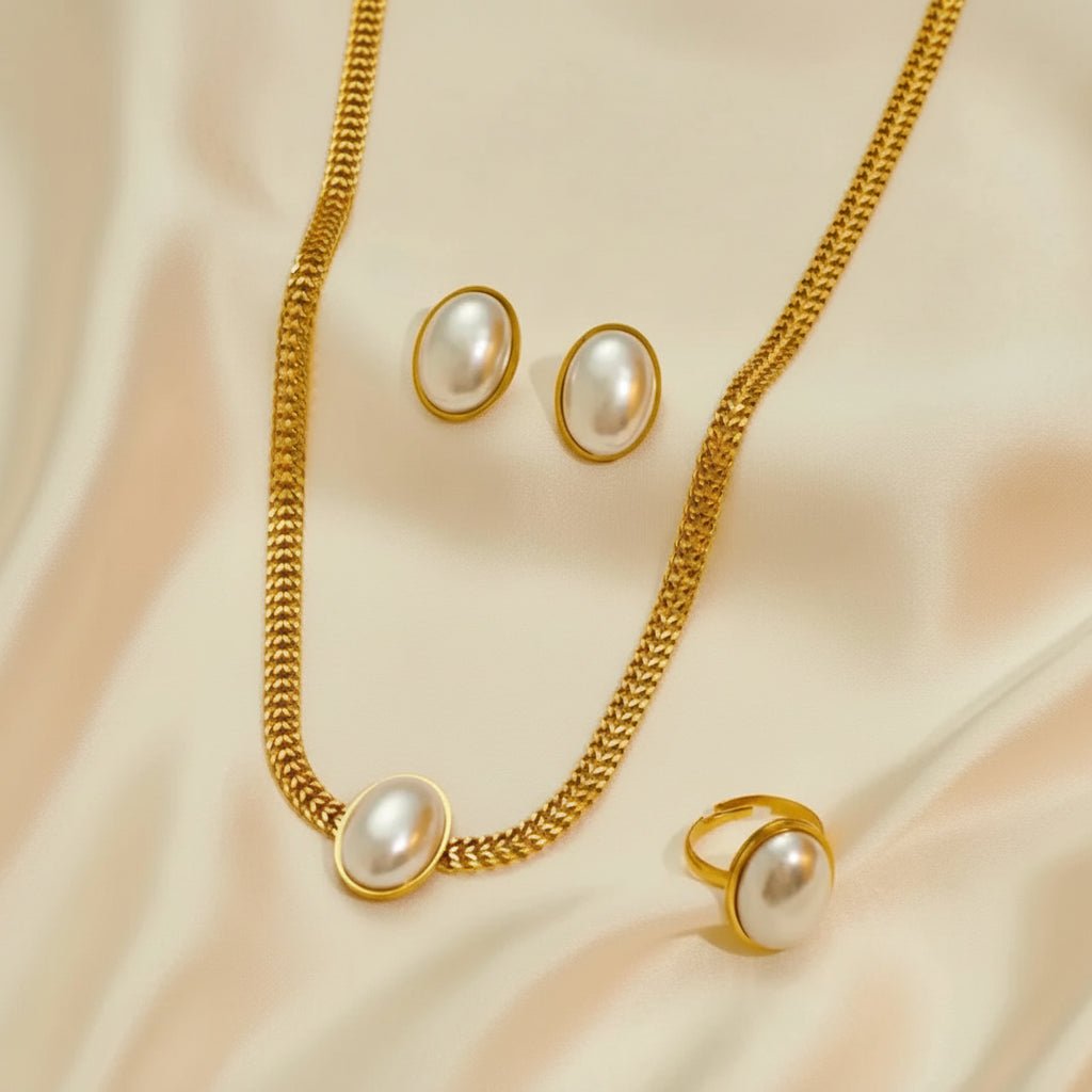 18K Gold Plated Oval Set - DressAtR LLC