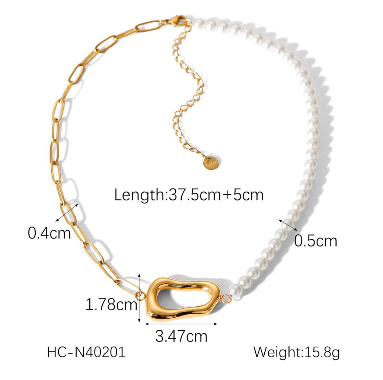 18K Gold Plated Pearl Elegant Necklace - DressAtR LLC