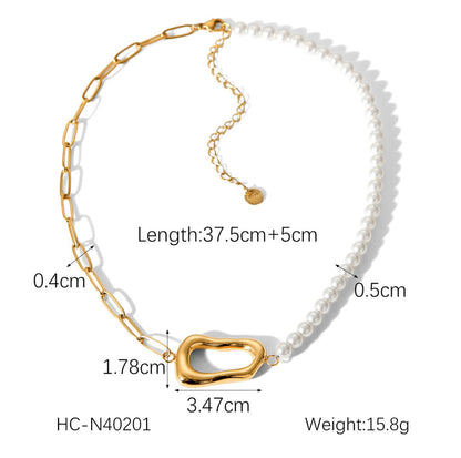 18K Gold Plated Pearl Elegant Necklace - DressAtR LLC