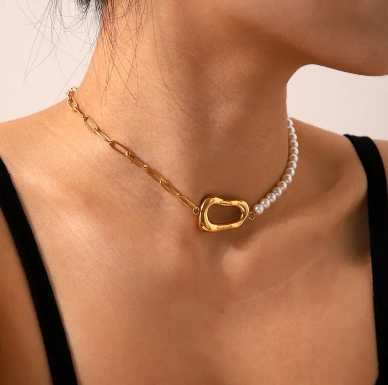 18K Gold Plated Pearl Elegant Necklace - DressAtR LLC