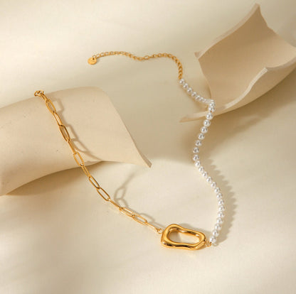 18K Gold Plated Pearl Elegant Necklace - DressAtR LLC
