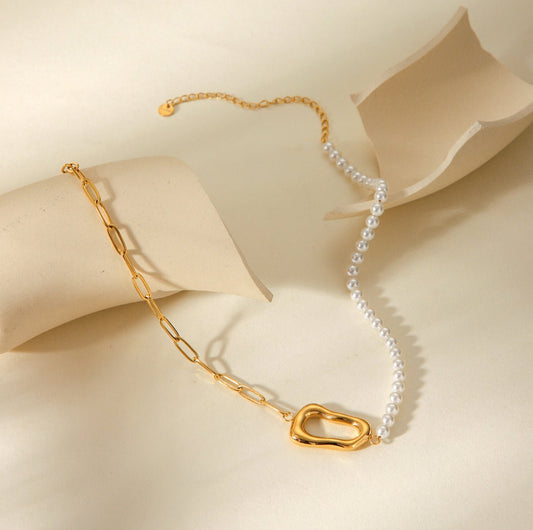 18K Gold Plated Pearl Elegant Necklace - DressAtR LLC