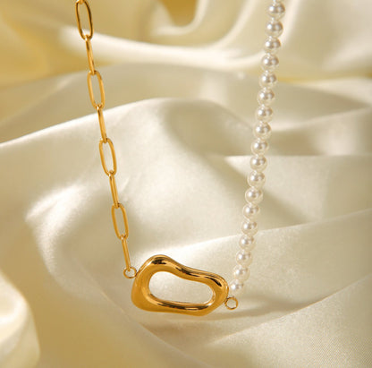 18K Gold Plated Pearl Elegant Necklace - DressAtR LLC