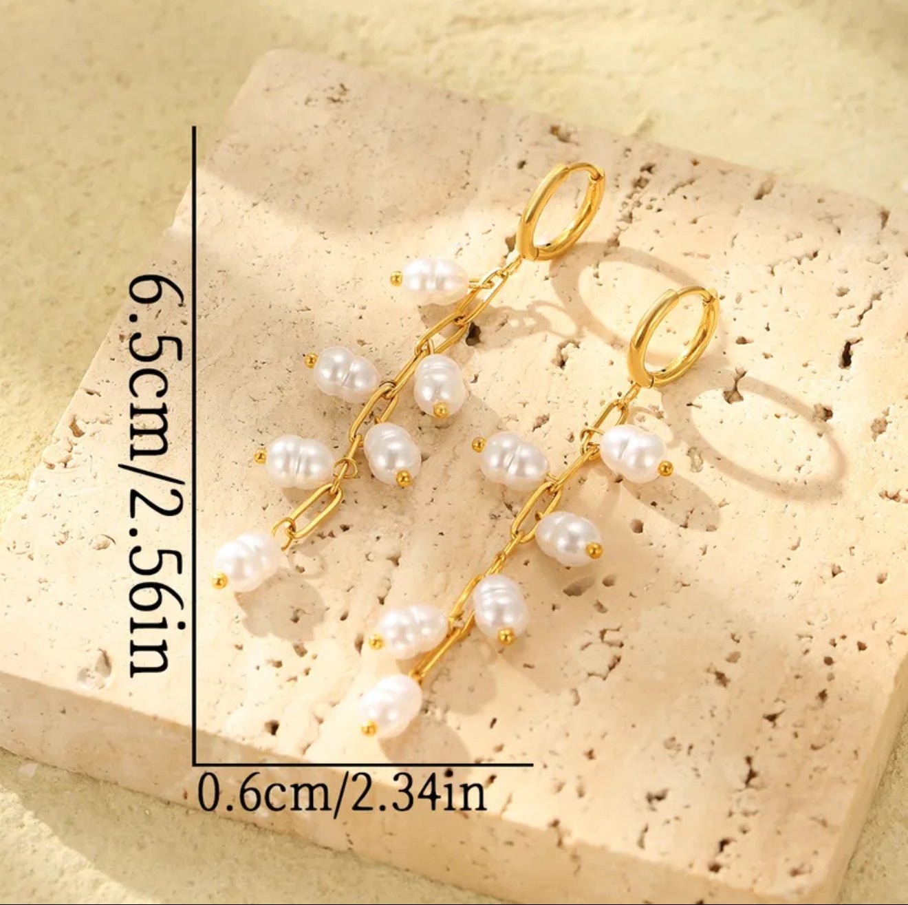 18K Gold Plated Pearl Long Earrings - DressAtR LLC