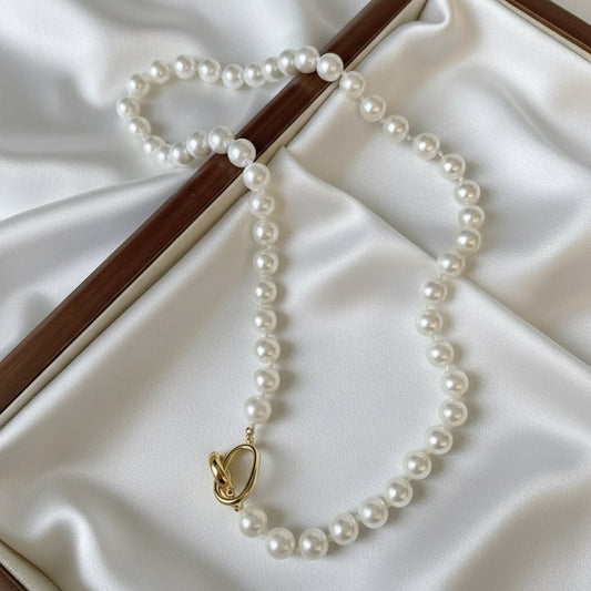 18K Gold Plated Pearl Necklace - DressAtR LLC