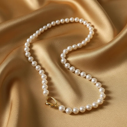 18K Gold Plated Pearl Necklace - DressAtR LLC