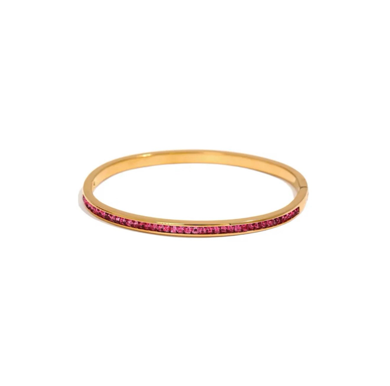 18K Gold Plated Ruby Stones Bangle - DressAtR LLC