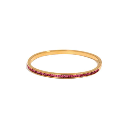 18K Gold Plated Ruby Stones Bangle - DressAtR LLC