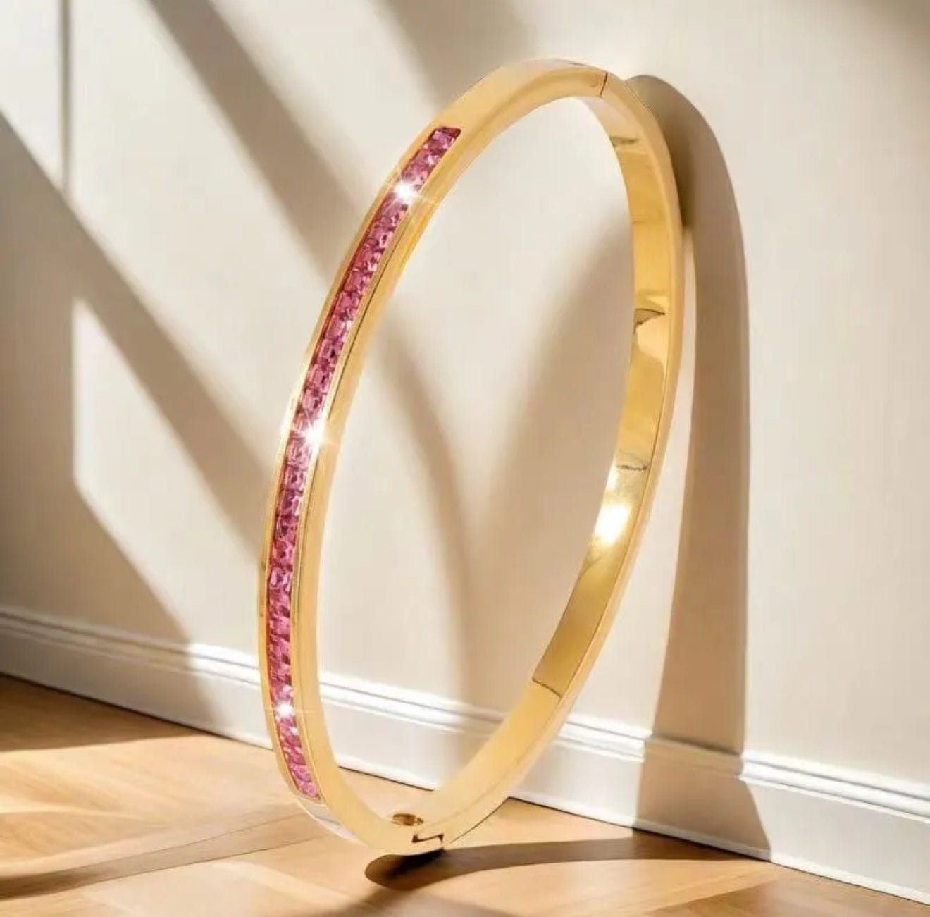 18K Gold Plated Ruby Stones Bangle - DressAtR LLC