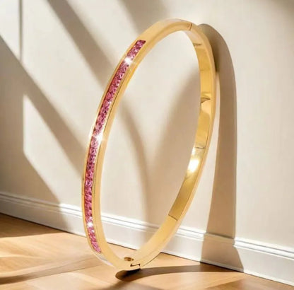 18K Gold Plated Ruby Stones Bangle - DressAtR LLC