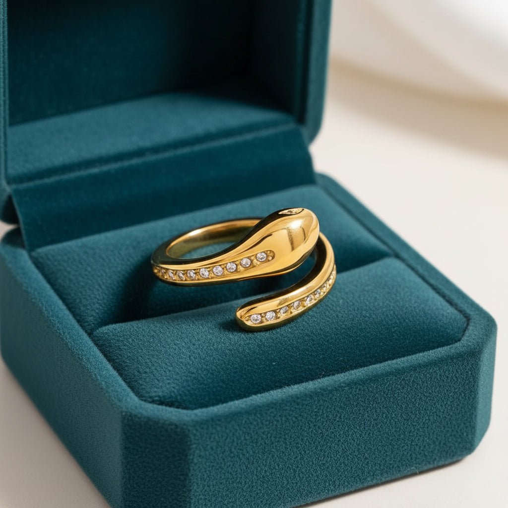 18K Gold Plated Snake Waterproof Open Ring - DressAtR LLC