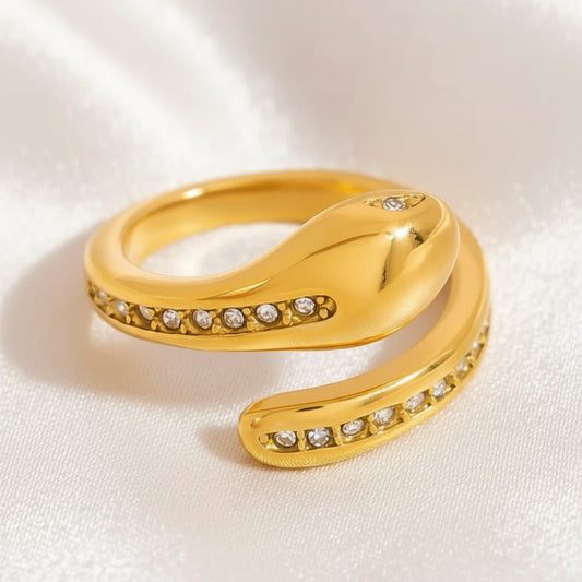 18K Gold Plated Snake Waterproof Open Ring - DressAtR LLC
