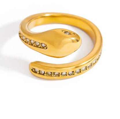 18K Gold Plated Snake Waterproof Open Ring - DressAtR LLC