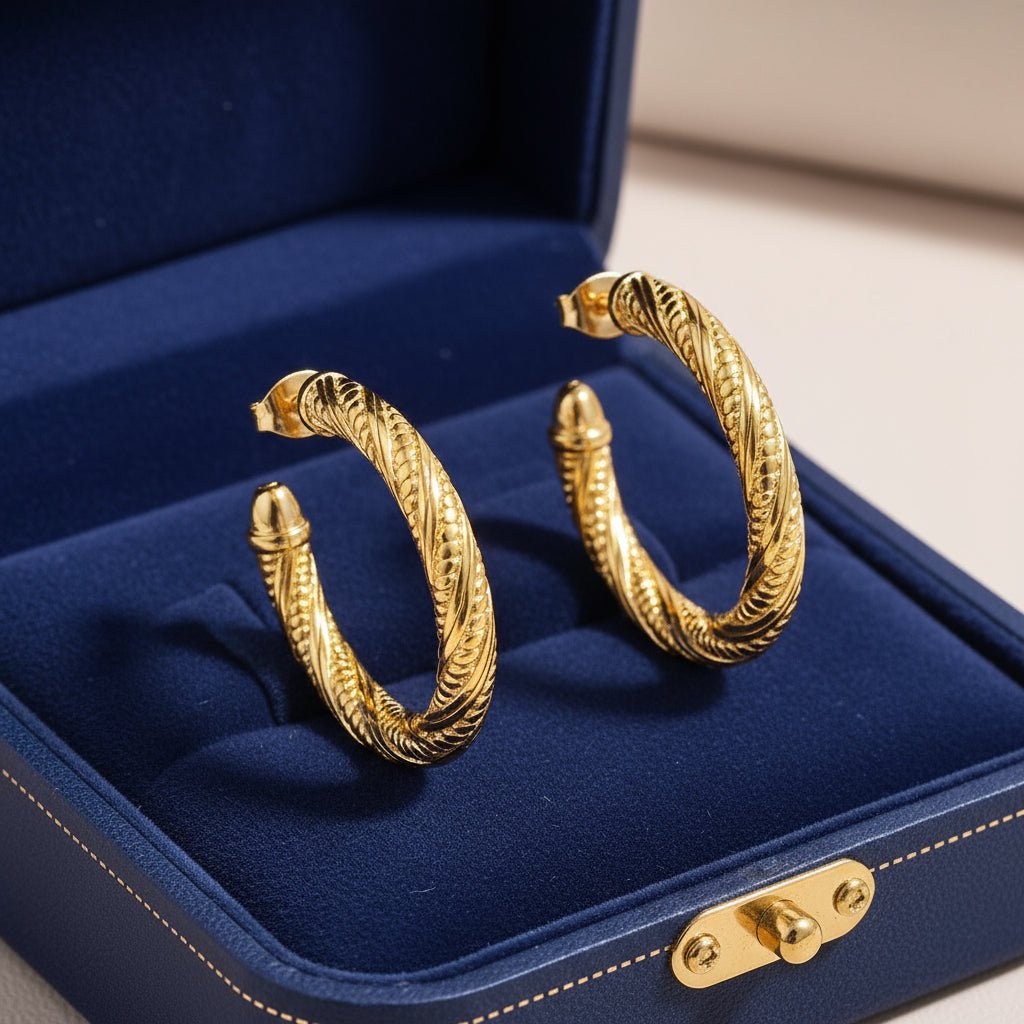 18K Gold Plated Spiral Earrings - DressAtR LLC