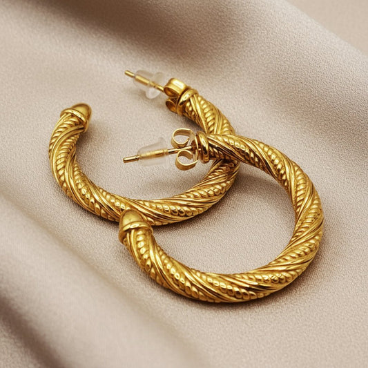18K Gold Plated Spiral Earrings - DressAtR LLC
