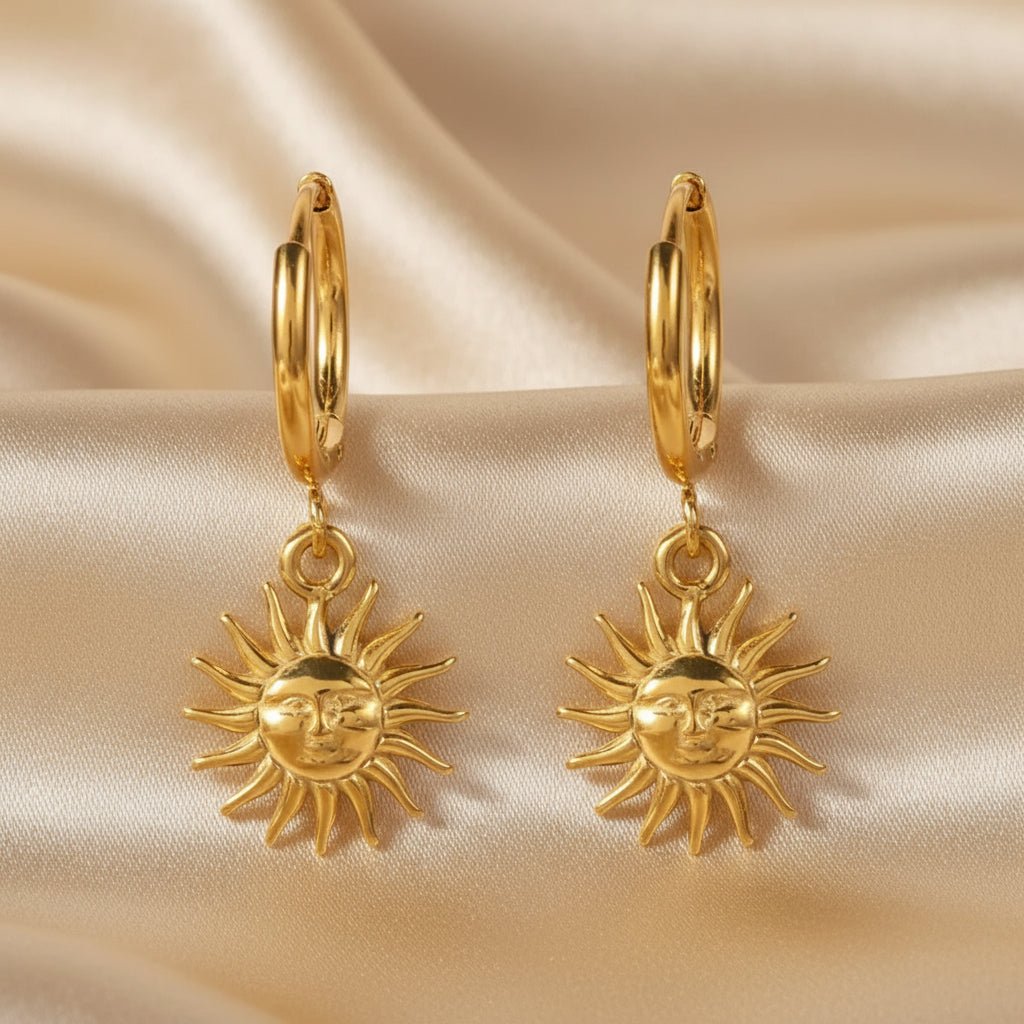 18K Gold plated Sun Drop Hoop Earrings - DressAtR LLC