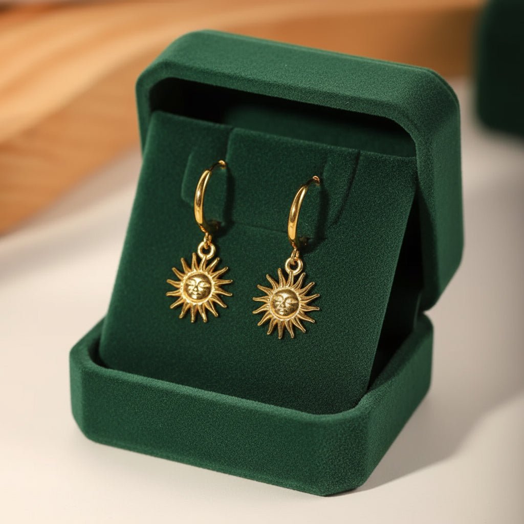 18K Gold plated Sun Drop Hoop Earrings - DressAtR LLC