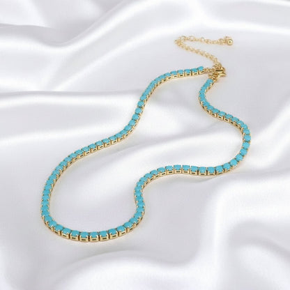 18K Gold Plated Turquoise Necklace - DressAtR LLC