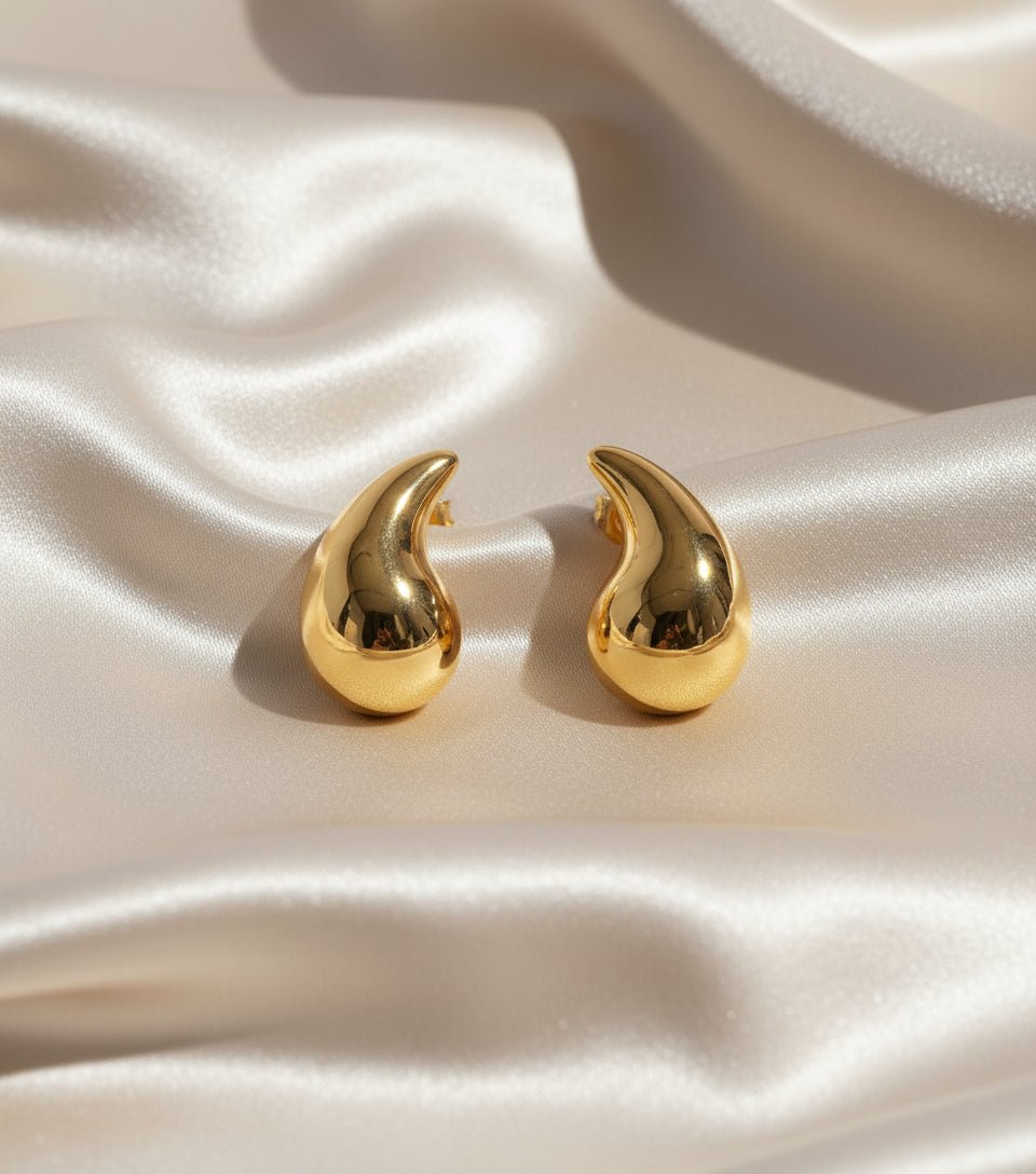 18K Gold Plated Water Drops Ear Studs - DressAtR LLC