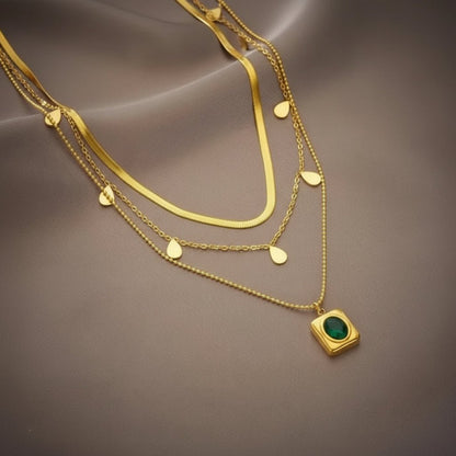 18K Gold Plated Waterproof Earrings Necklace Set - DressAtR LLC