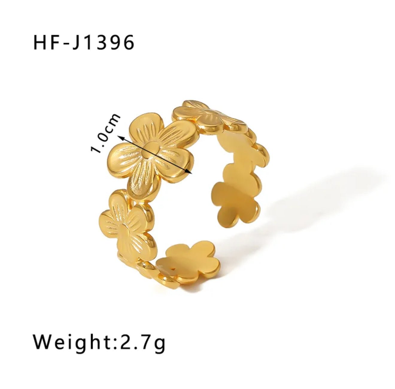 18K Gold Plated Waterproof flowers Open Ring - DressAtR LLC