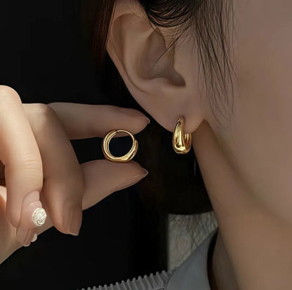 18K Gold Plated Waterproof Hoop Earrings - DressAtR LLC