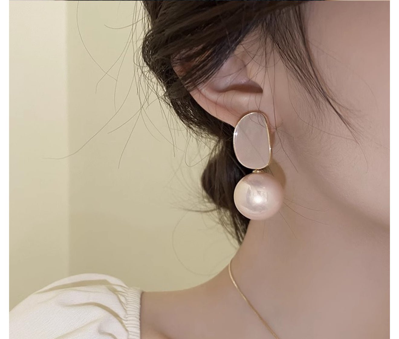 18k Gold plated with Pink Pearl French Ear Drop Stud - DressAtR LLC