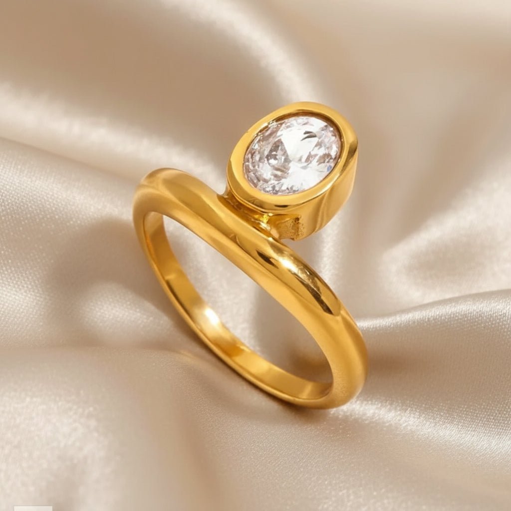 18K Gold Plated Zircon Ring - DressAtR LLC
