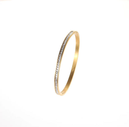 18K Gold Plated Zircon Round Retro Bangle - DressAtR LLC
