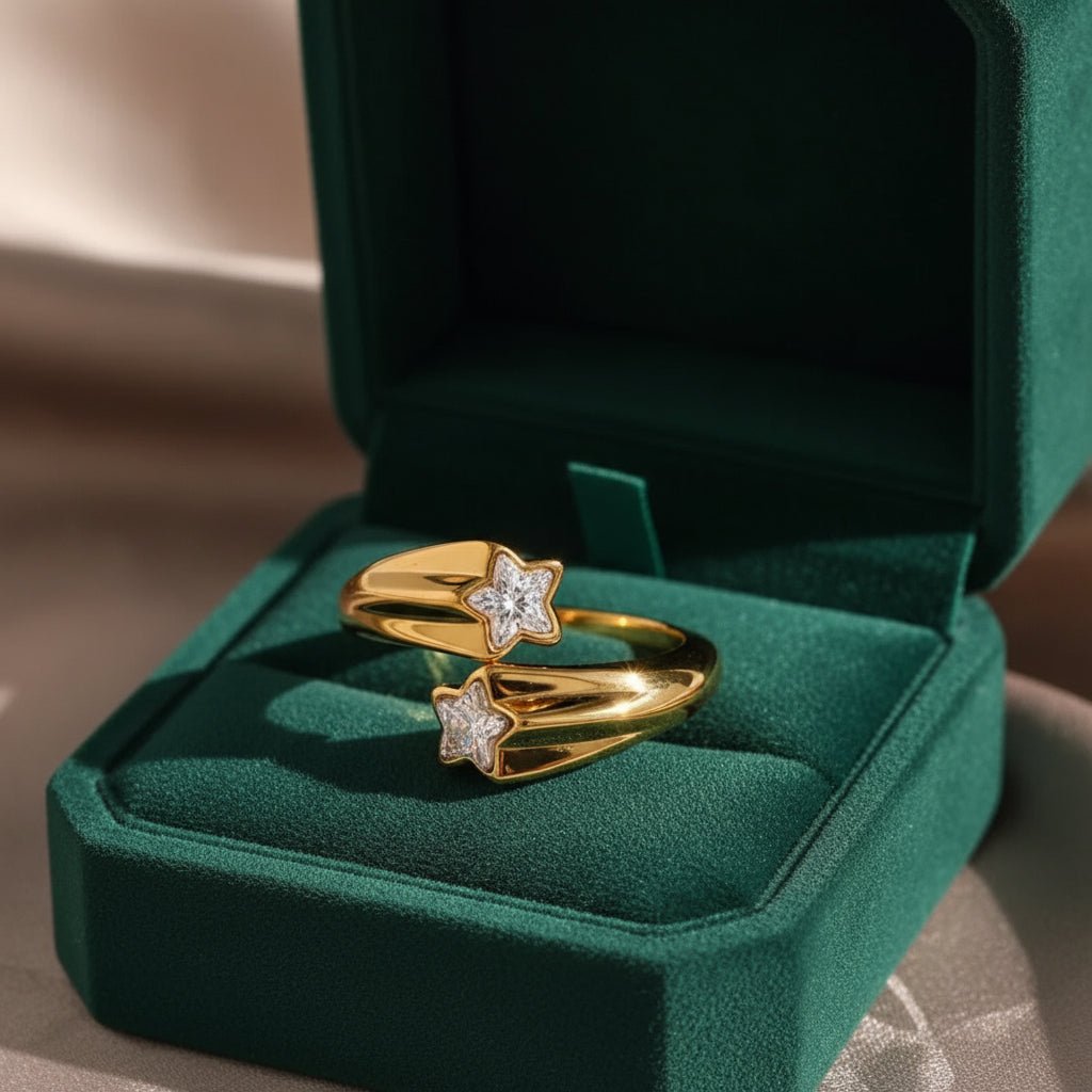 18K Gold Plated Zircon Star Ring - DressAtR LLC