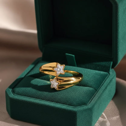 18K Gold Plated Zircon Star Ring - DressAtR LLC