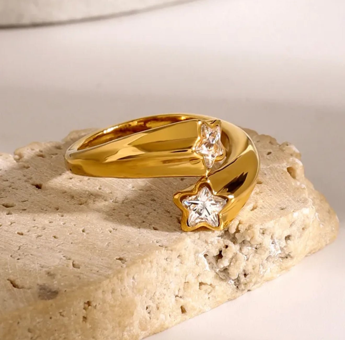 18K Gold Plated Zircon Star Ring - DressAtR LLC