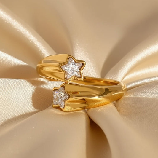 18K Gold Plated Zircon Star Ring - DressAtR LLC