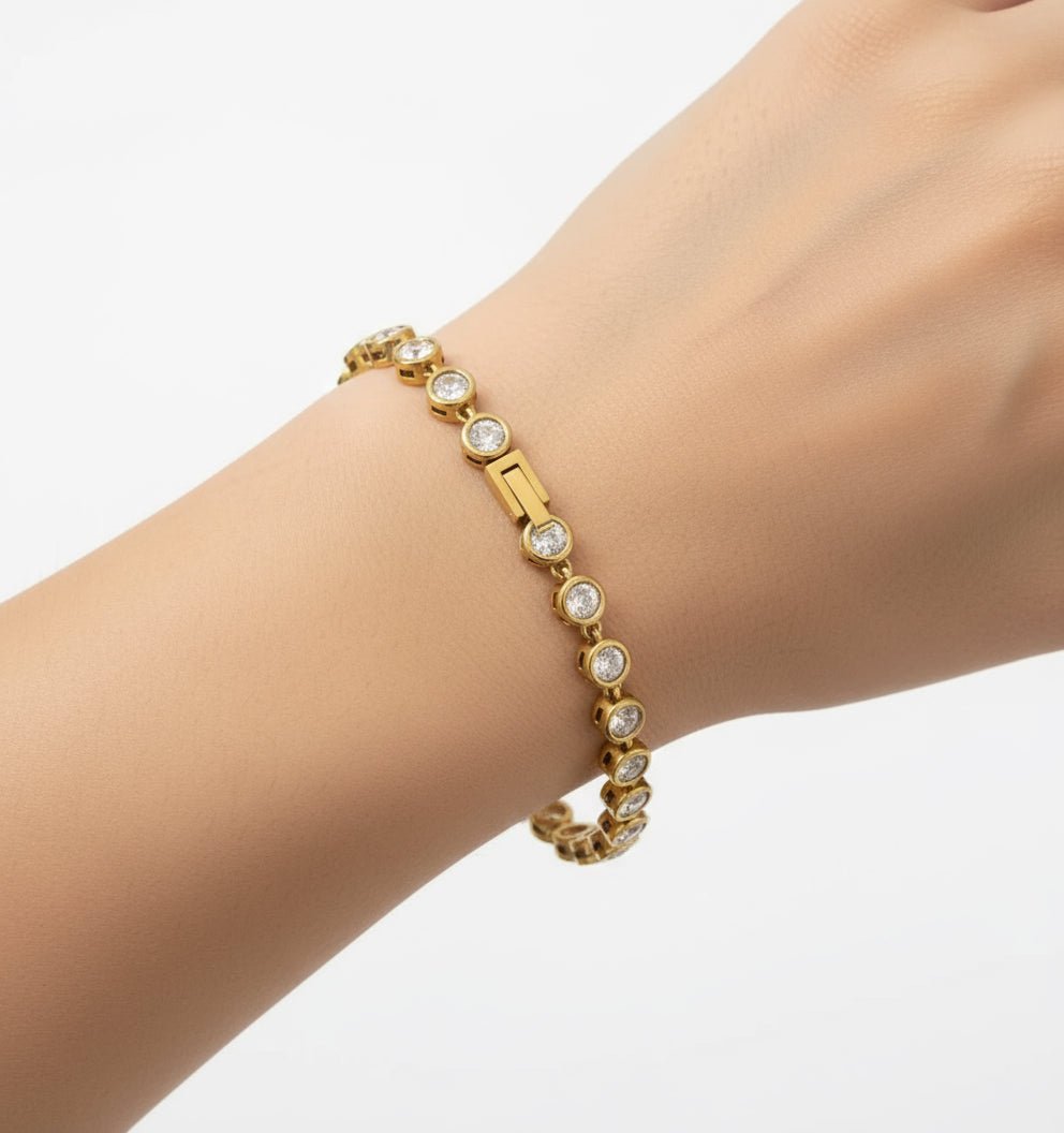 18K Gold Plated Zircon Waterproof Bracelet - DressAtR LLC