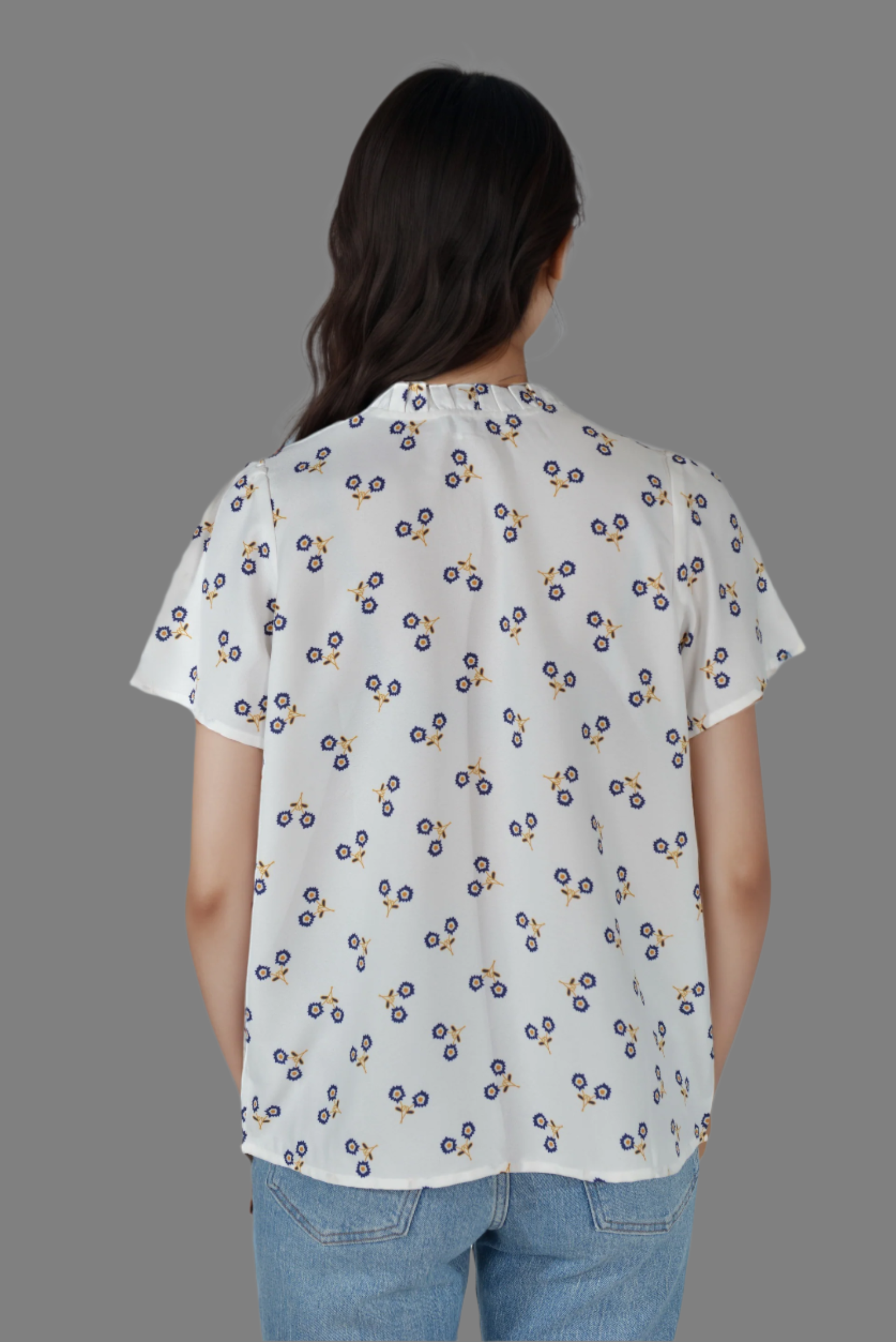 White Ruffle Split Top | DressAtR