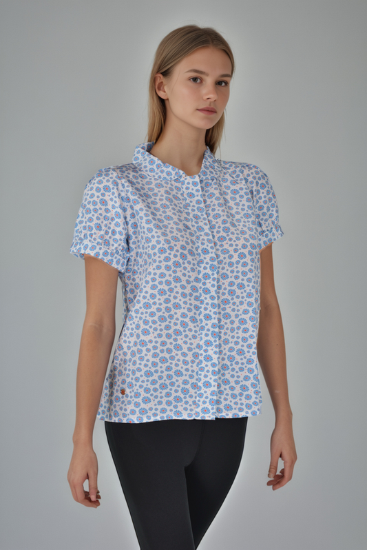 Flowers Puff Sleeve Top