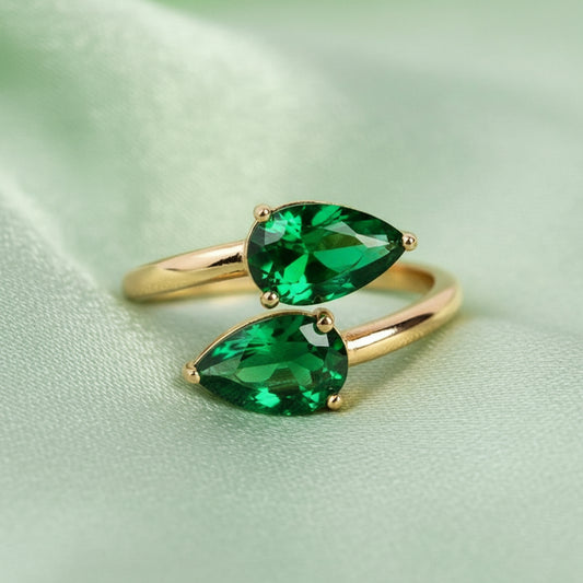 18K Gold Plated Emerald stones Waterproof