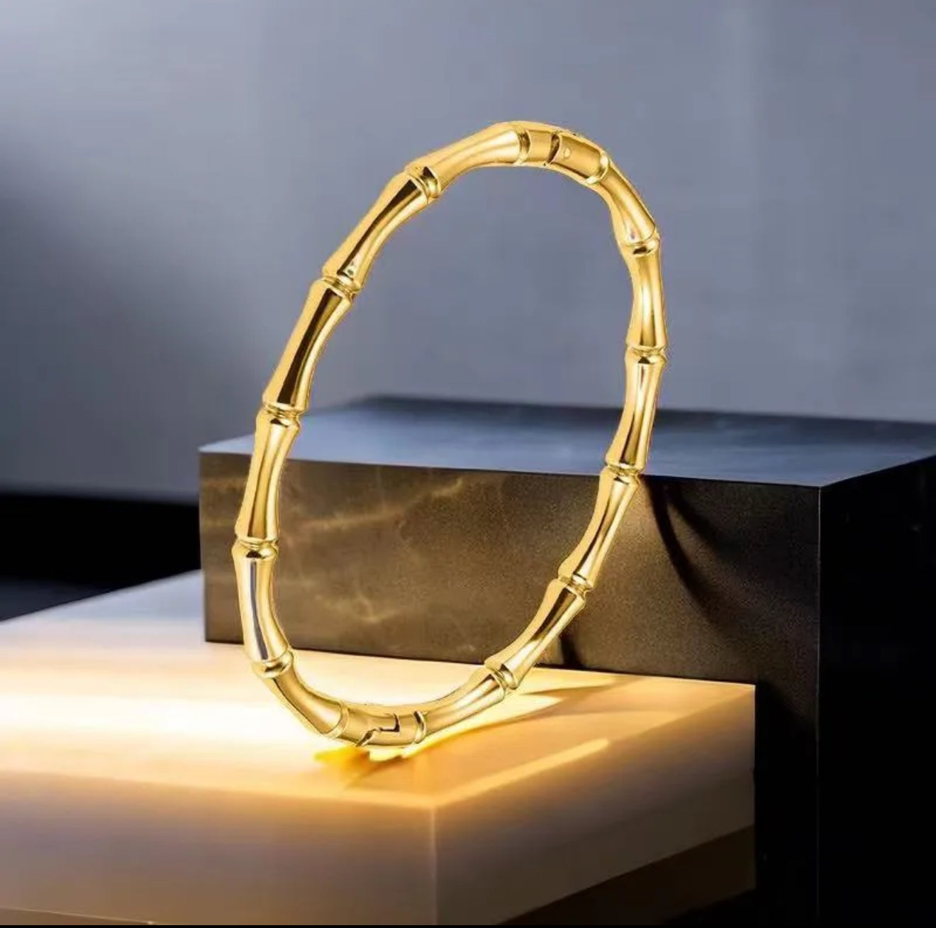 18K Gold Plated Elegant Bamboo Bangle