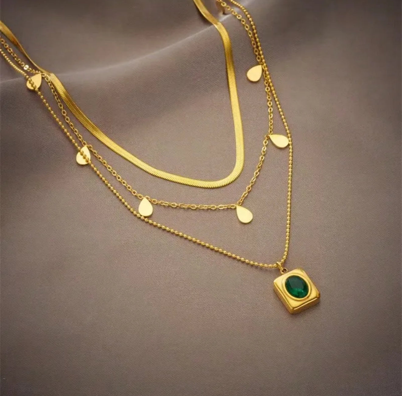 18K Gold Plated Waterproof Earrings Necklace Set