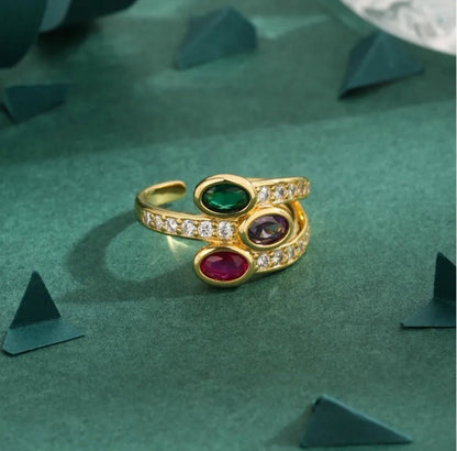 Copper 18K Gold Plated Solid Color Zircon Rings - DressAtR LLC